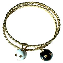 Conjunto brazalete Estrella Negro Blanco Esmalte Blanco Diamante Negro Diamante