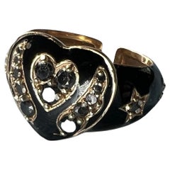 Heart Ring Black Diamond Black Enamel J Dauphin