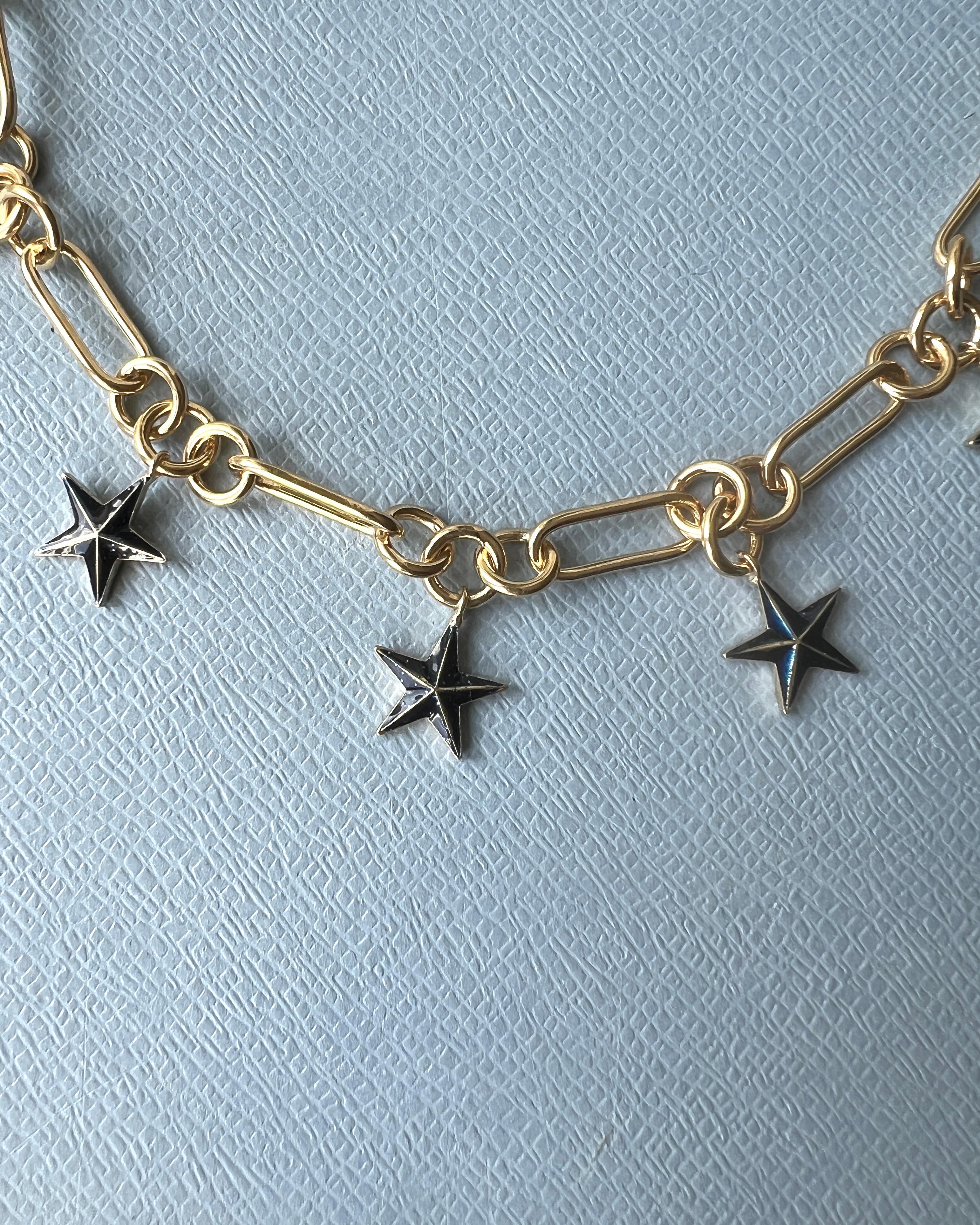 Collar Estrella Cadena Gargantilla Esmalte Azul Medianoche en venta 1