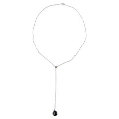 Diamond Drop Necklace Ball Pendant Stars Black Enamel