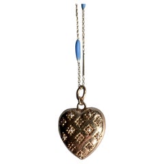 Collana a catena con diamante bianco e cuore in oro in stile vittoriano