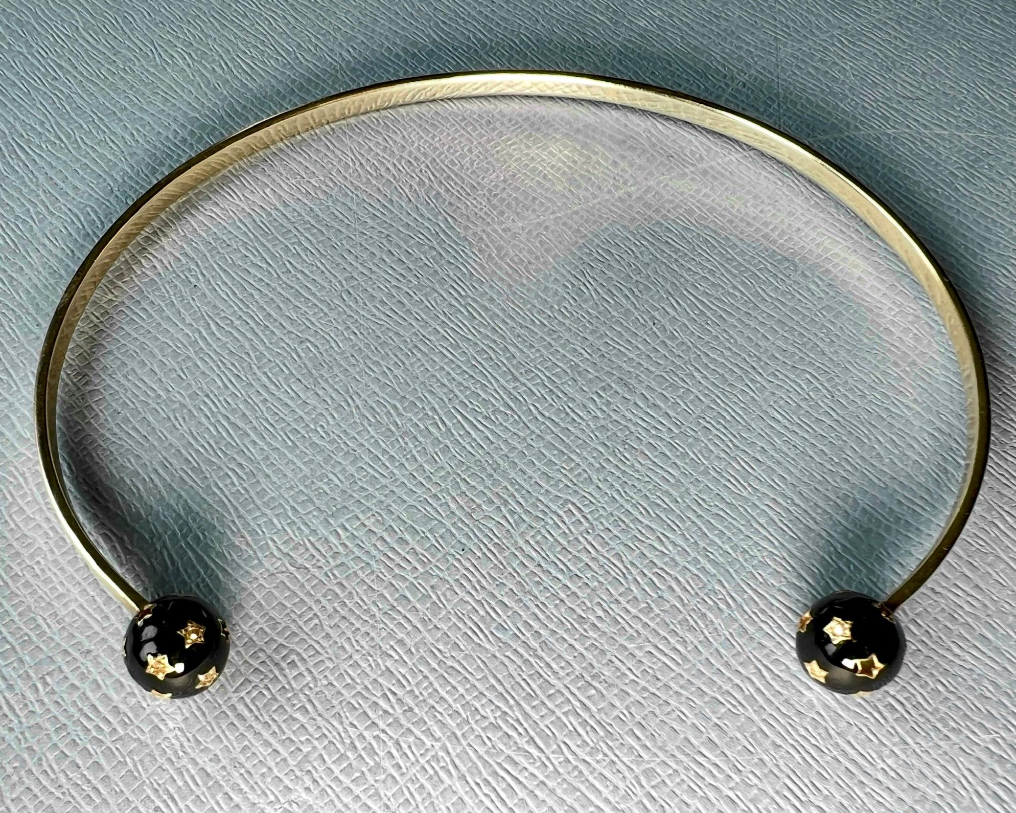 Schwarzer Diamant Kugel Kugel Hals Armreif Halskette Damen im Angebot