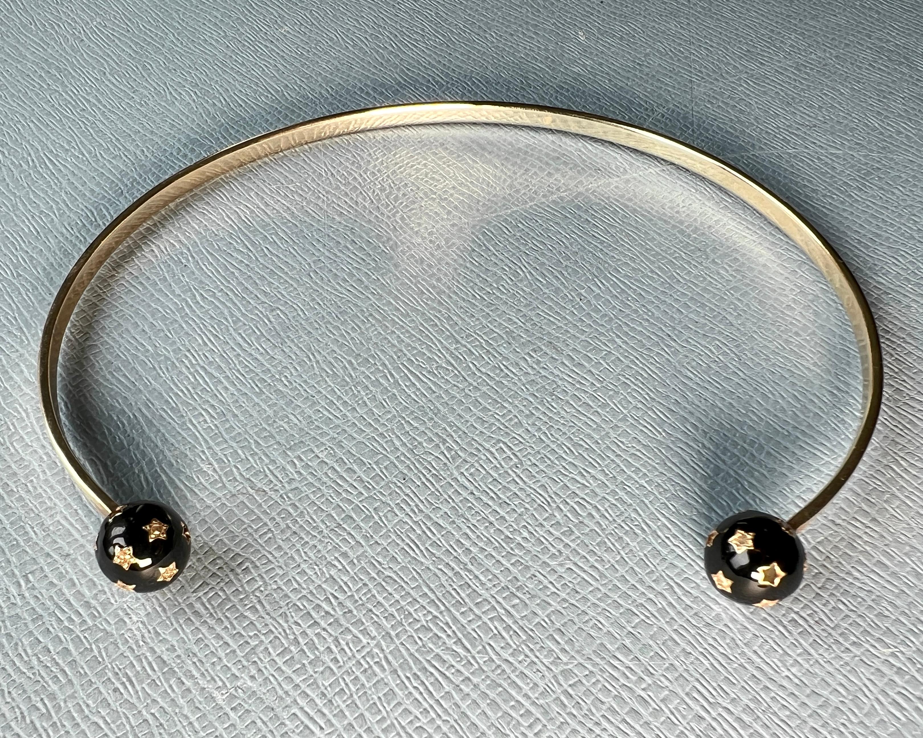 Schwarzer Diamant Kugel Kugel Hals Armreif Halskette (Viktorianisch) im Angebot