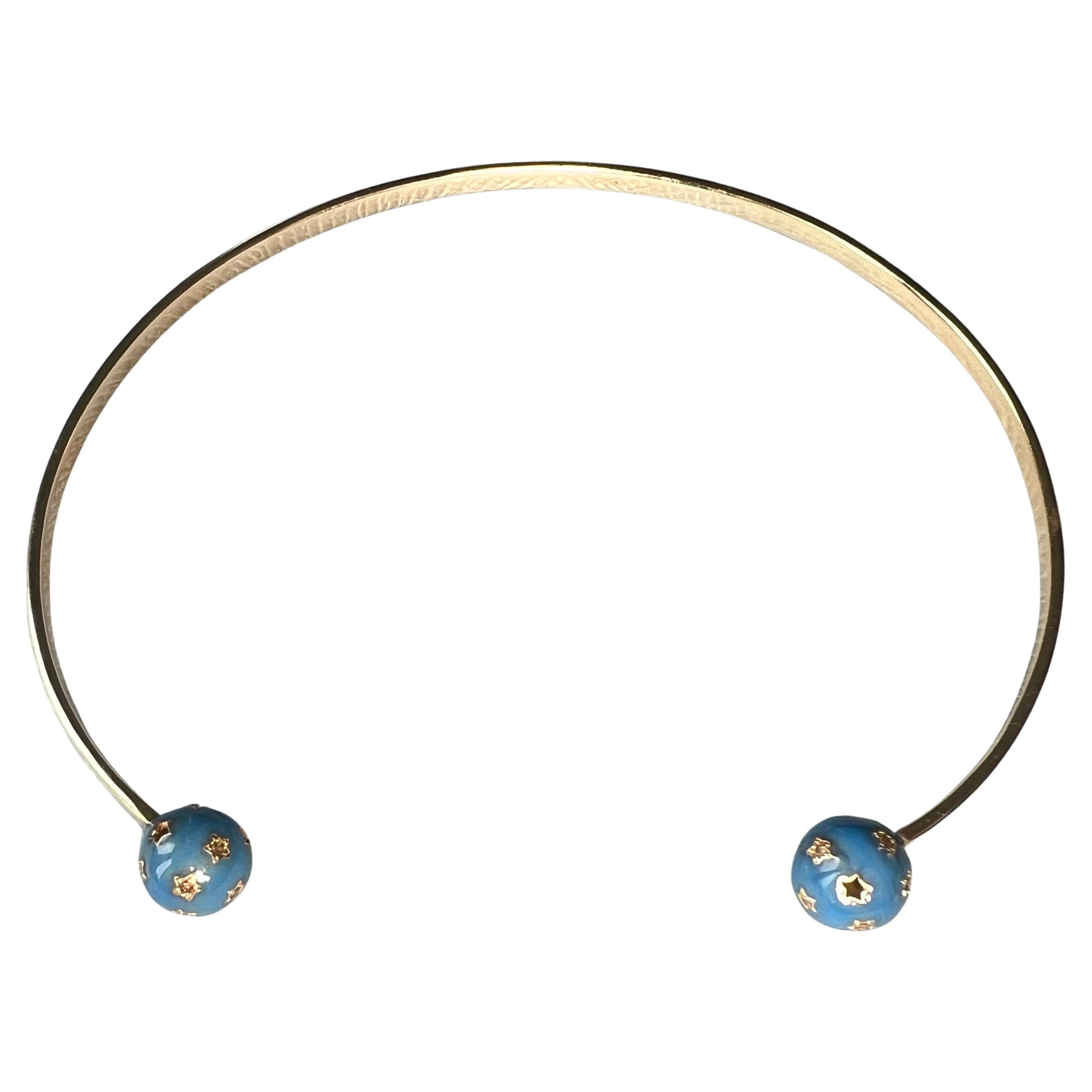 Girocollo di diamanti Vittoriano Smalto Blu Sfere di Stelle Diamanti Bianchi Neri
