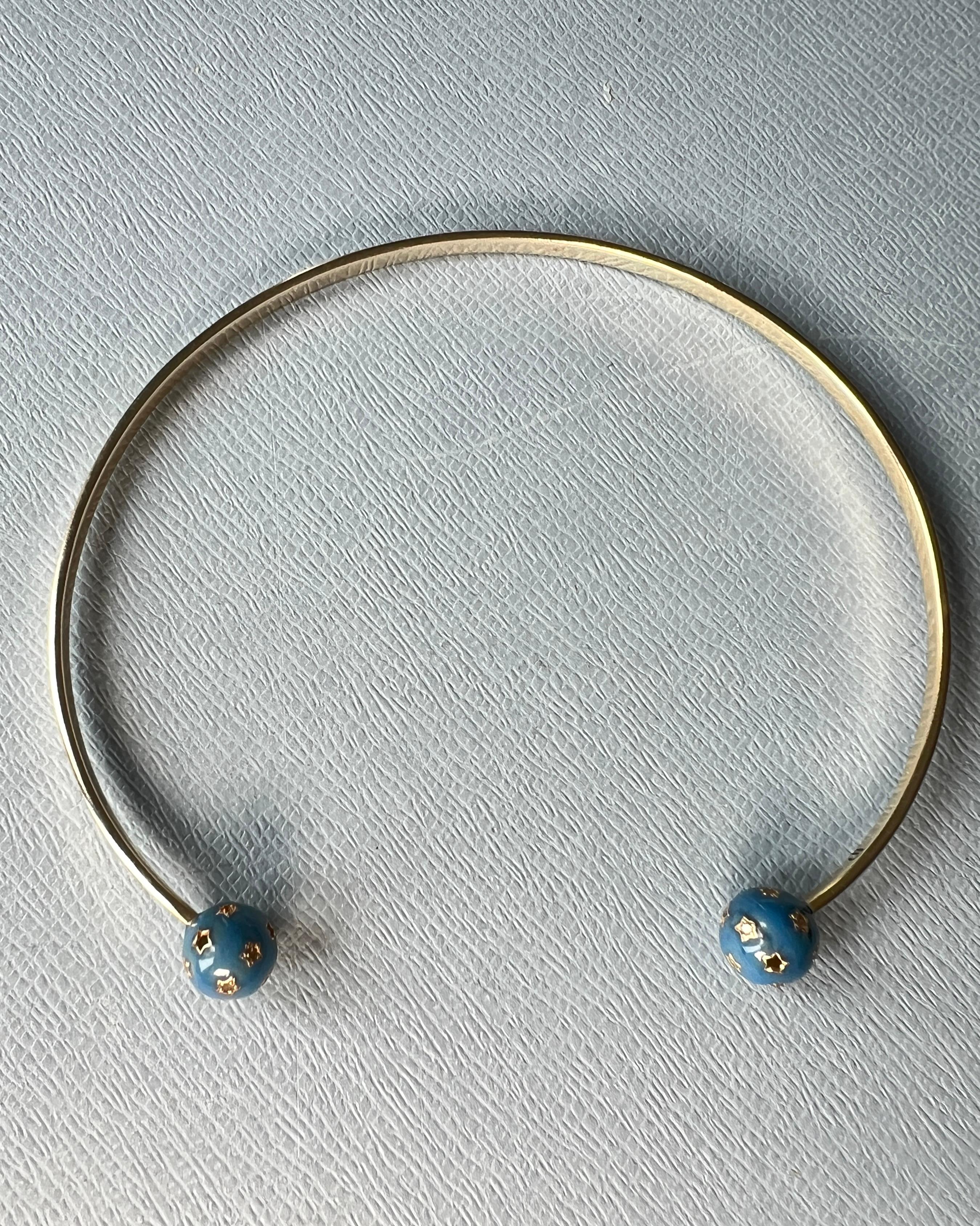 Girocollo di diamanti Vittoriano Smalto Blu Sfere di Stelle Diamanti Bianchi Neri in vendita 5