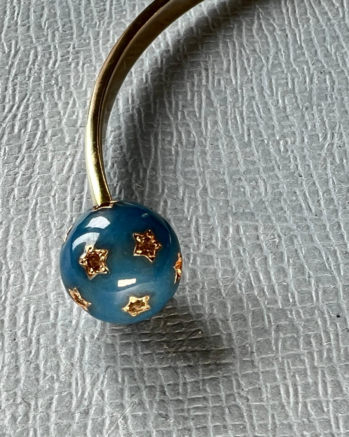 Girocollo di diamanti Vittoriano Smalto Blu Sfere di Stelle Diamanti Bianchi Neri in vendita 7