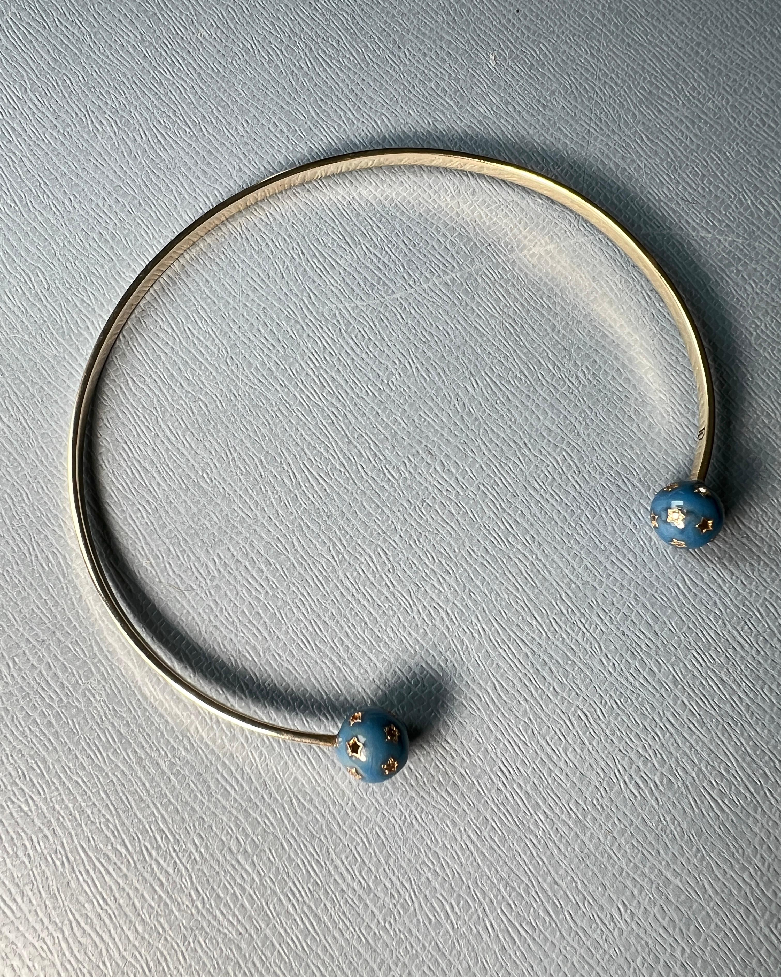 Girocollo di diamanti Vittoriano Smalto Blu Sfere di Stelle Diamanti Bianchi Neri In condizioni Nuovo in vendita a Los Angeles, CA