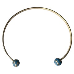 Diamant-Kropfband Viktorianisch Blau Emaille Stern Kugeln Schwarz Weiß Diamanten
