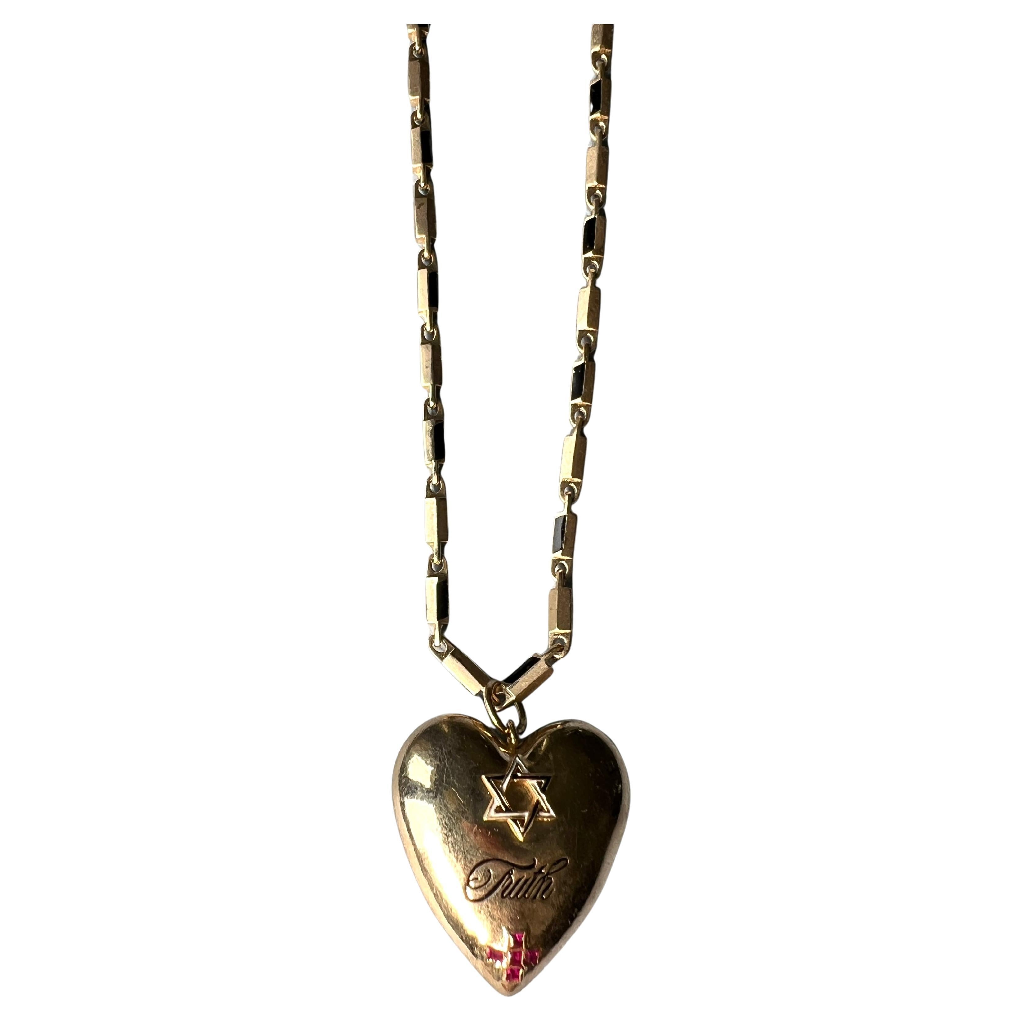 Rubí David Estrella Verdad Corazón Cruz Colgante Cadena Collar en venta