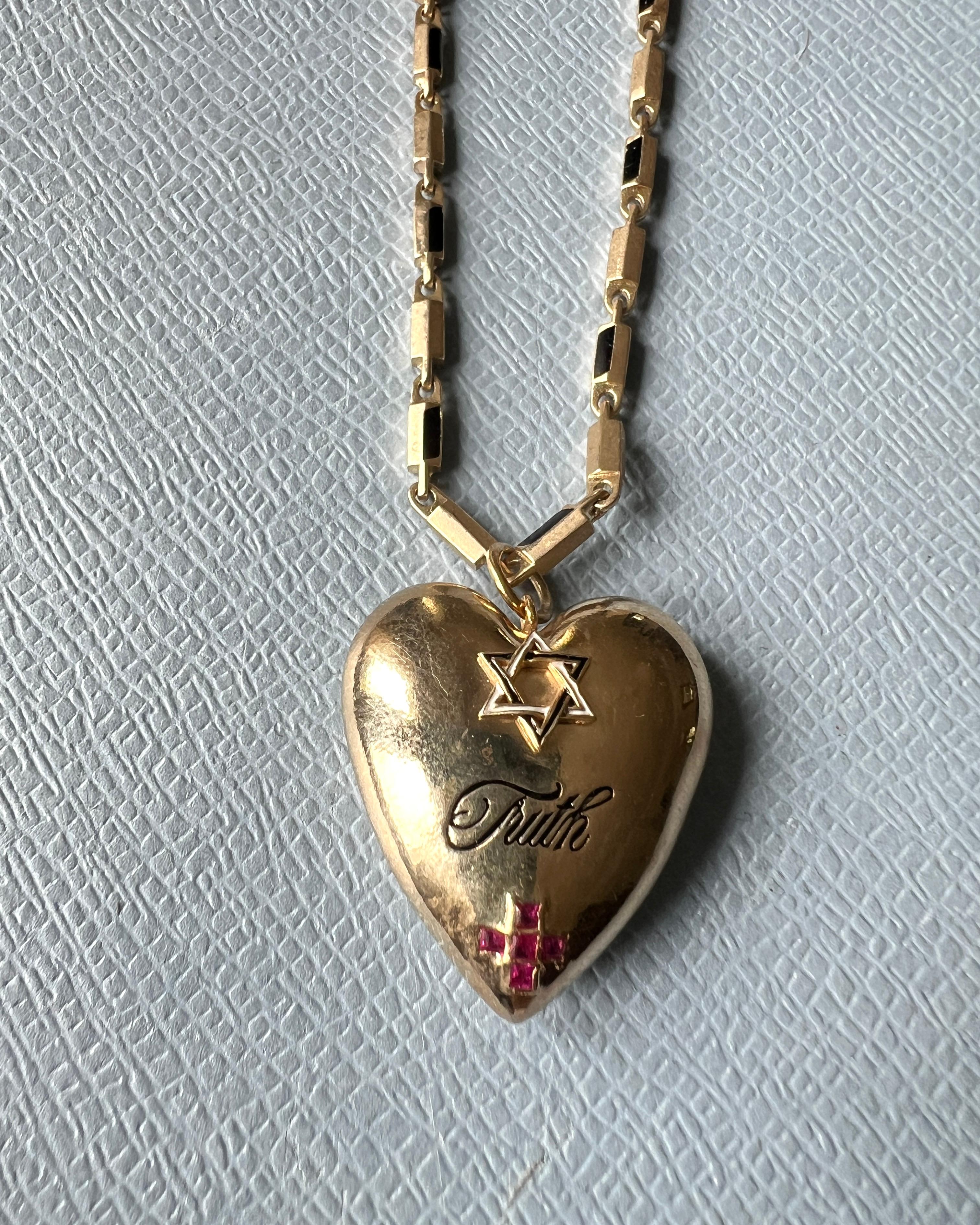 Rubí David Estrella Verdad Corazón Cruz Colgante Cadena Collar Corte brillante en venta