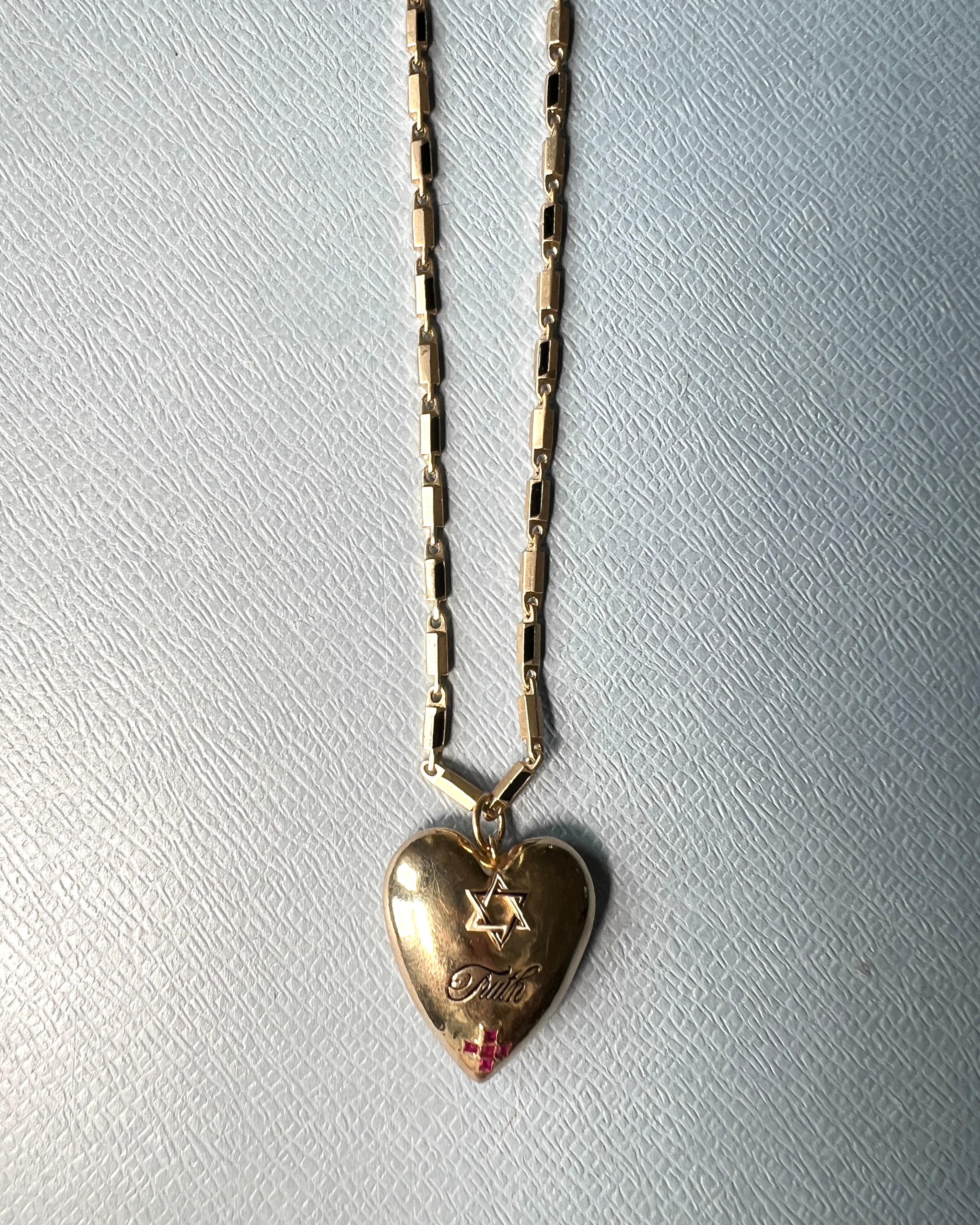 De las mujeres Rubí David Estrella Verdad Corazón Cruz Colgante Cadena Collar en venta