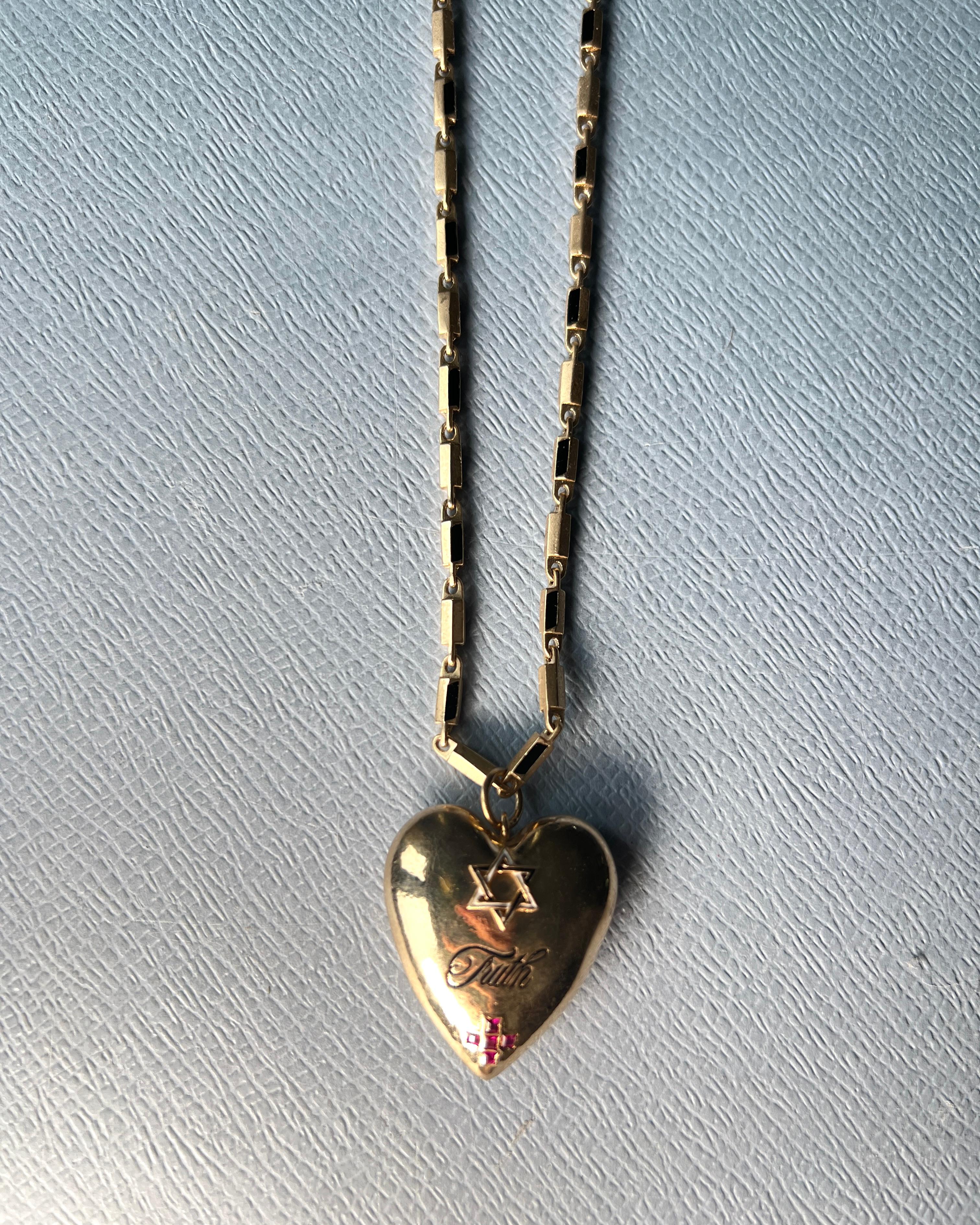 Rubí David Estrella Verdad Corazón Cruz Colgante Cadena Collar en venta 4