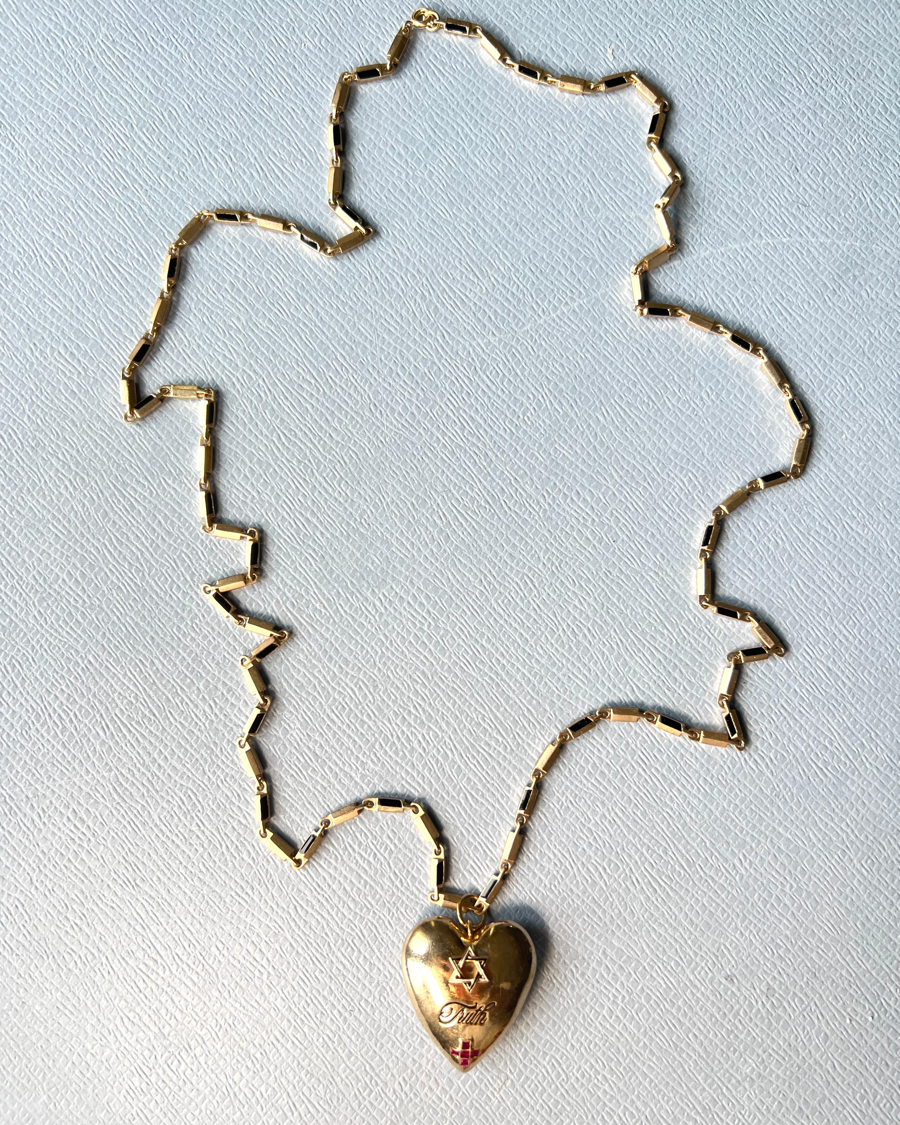 Rubí David Estrella Verdad Corazón Cruz Colgante Cadena Collar en venta 6