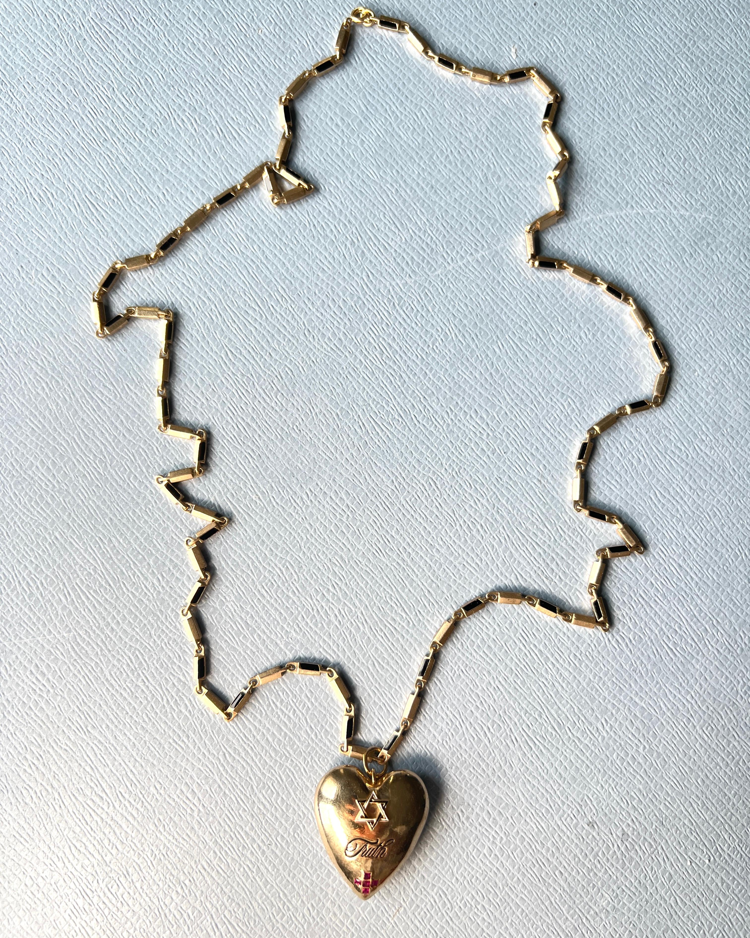 Rubí David Estrella Verdad Corazón Cruz Colgante Cadena Collar en venta 5