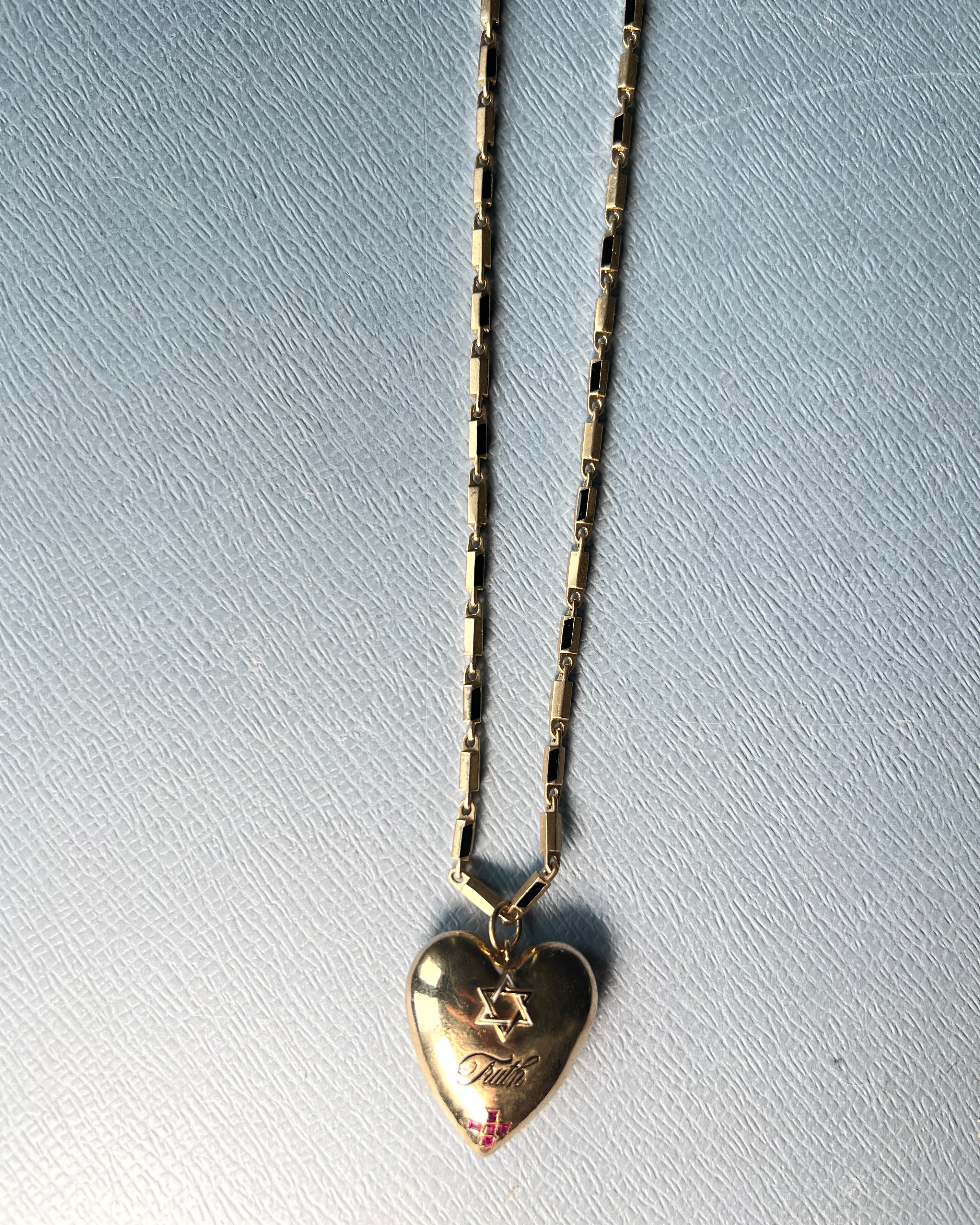 Rubí David Estrella Verdad Corazón Cruz Colgante Cadena Collar en venta 2