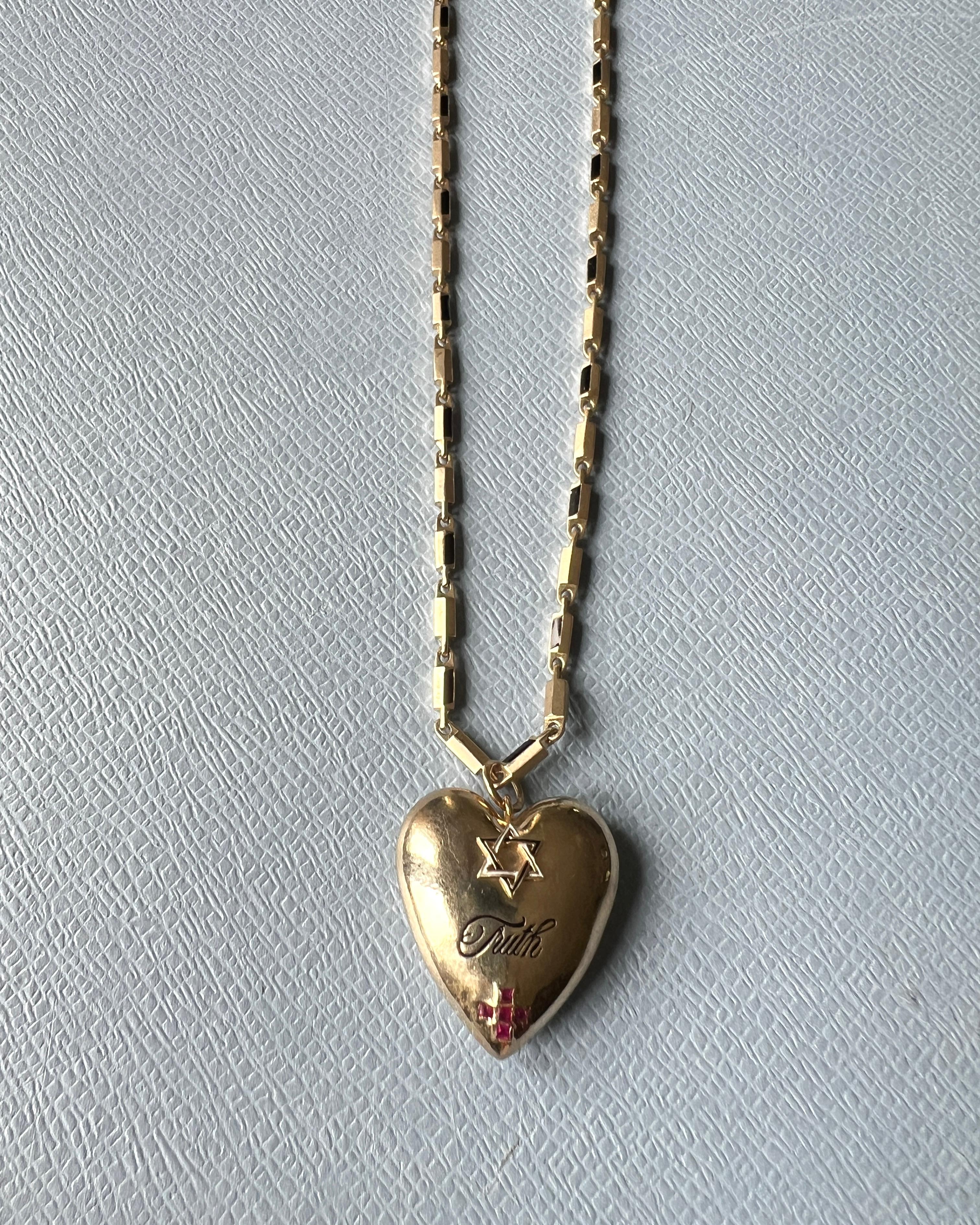 Rubí David Estrella Verdad Corazón Cruz Colgante Cadena Collar Victoriano en venta