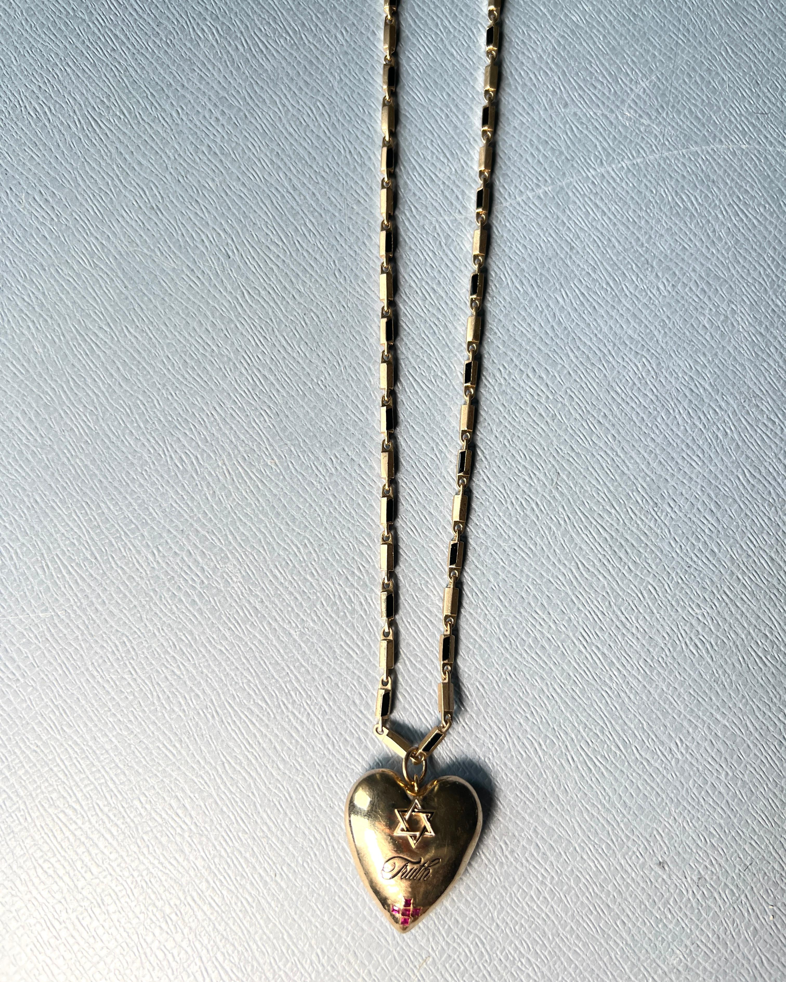 Rubí David Estrella Verdad Corazón Cruz Colgante Cadena Collar en venta 3