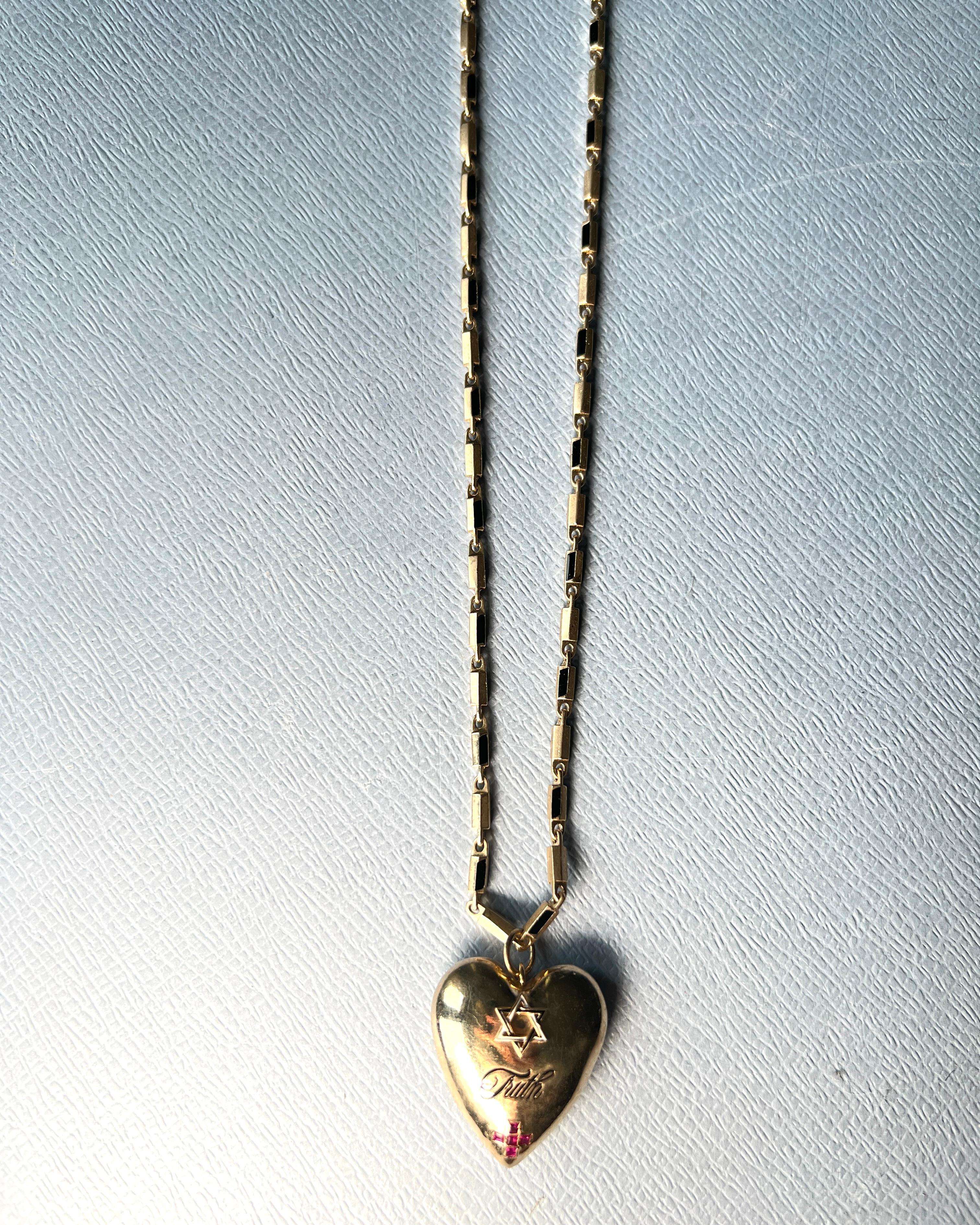 Rubí David Estrella Verdad Corazón Cruz Colgante Cadena Collar en venta 1