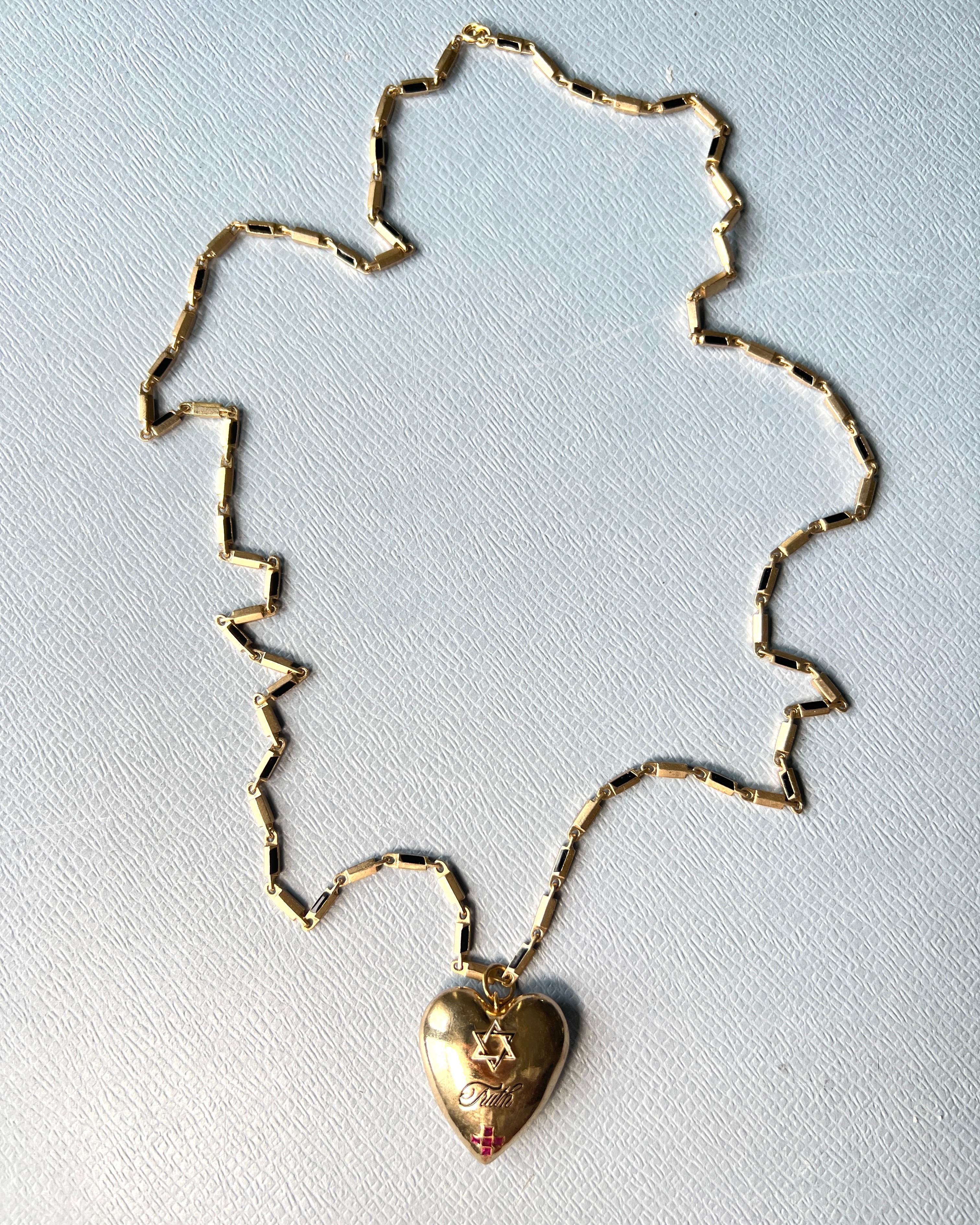 Rubí David Estrella Verdad Corazón Cruz Colgante Cadena Collar en venta 7