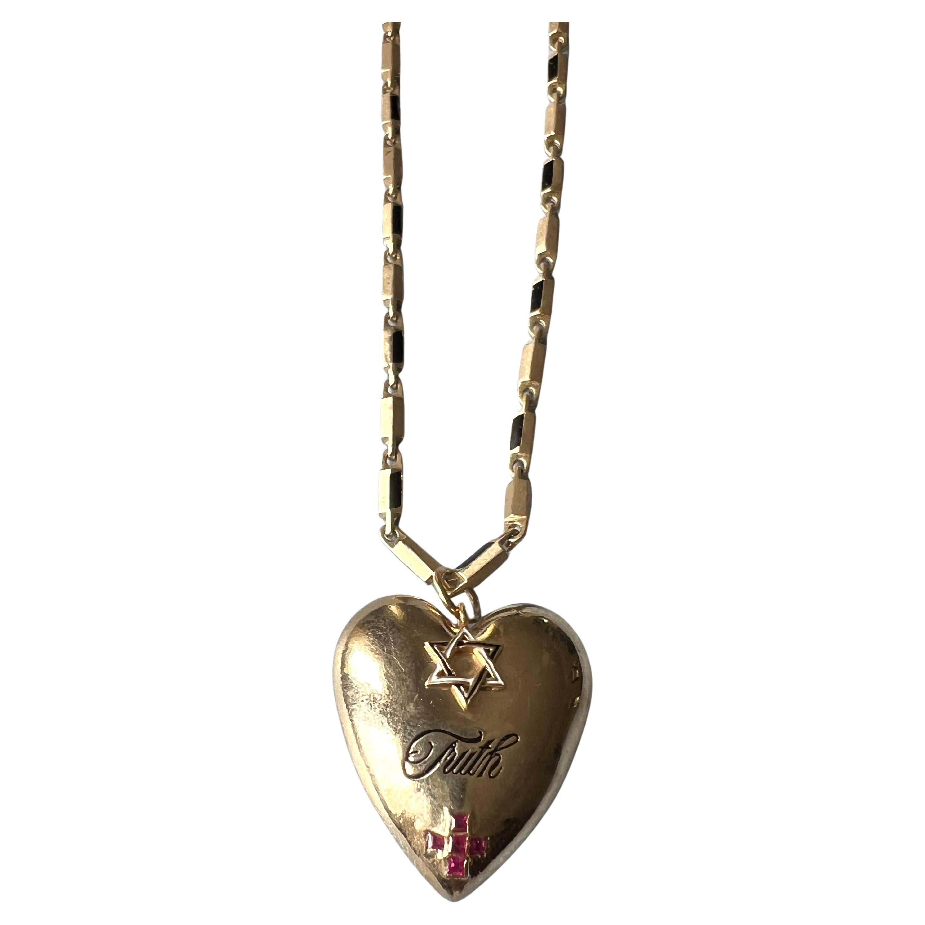 Heart Ruby Cross David Star Truth Necklace For Sale