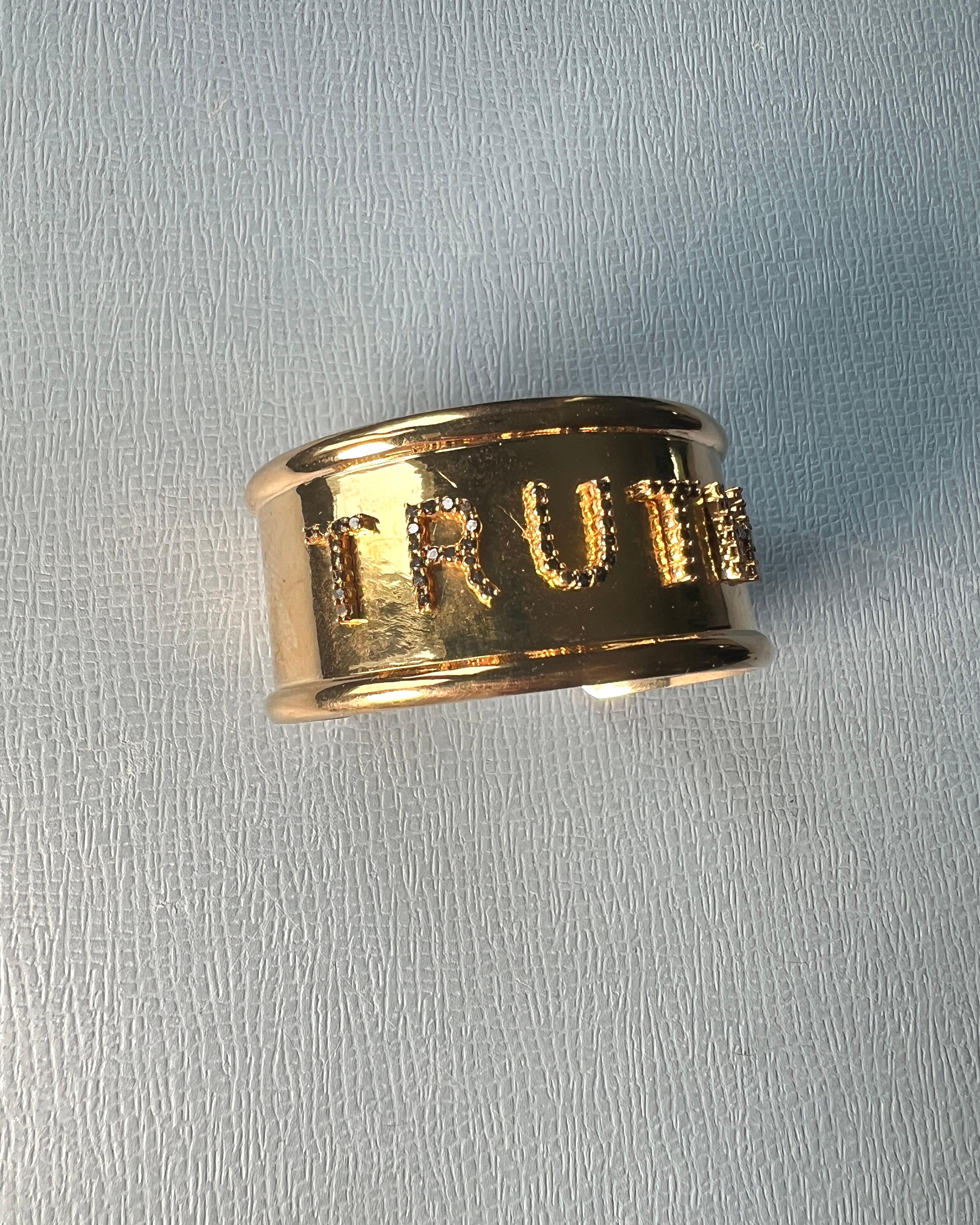 Brilliant Cut Black Diamond Truth Cuff Bracelet For Sale