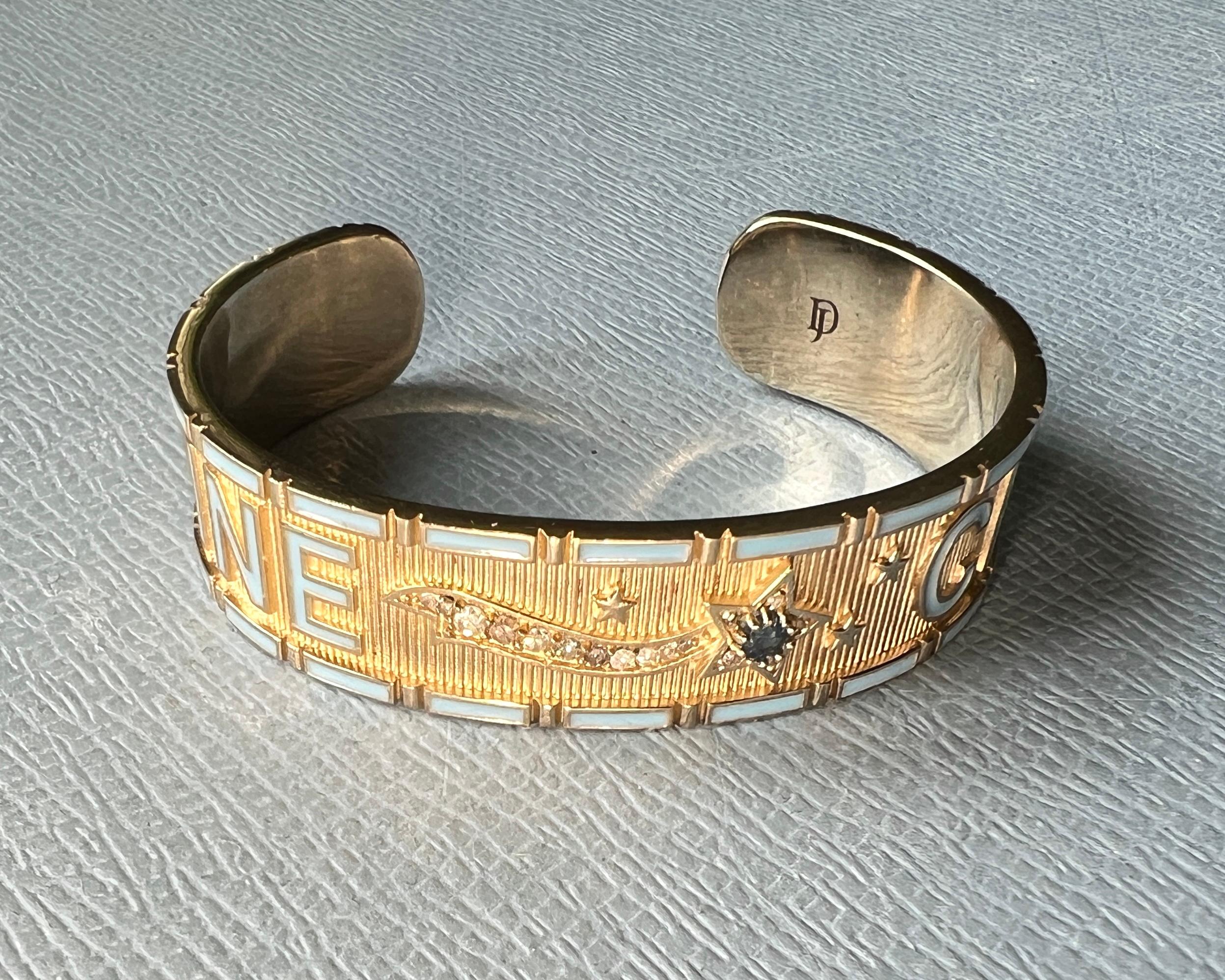 Zafiro Azul Diamante Estrella Brazalete Esmalte Divino Niño Victoriano en venta