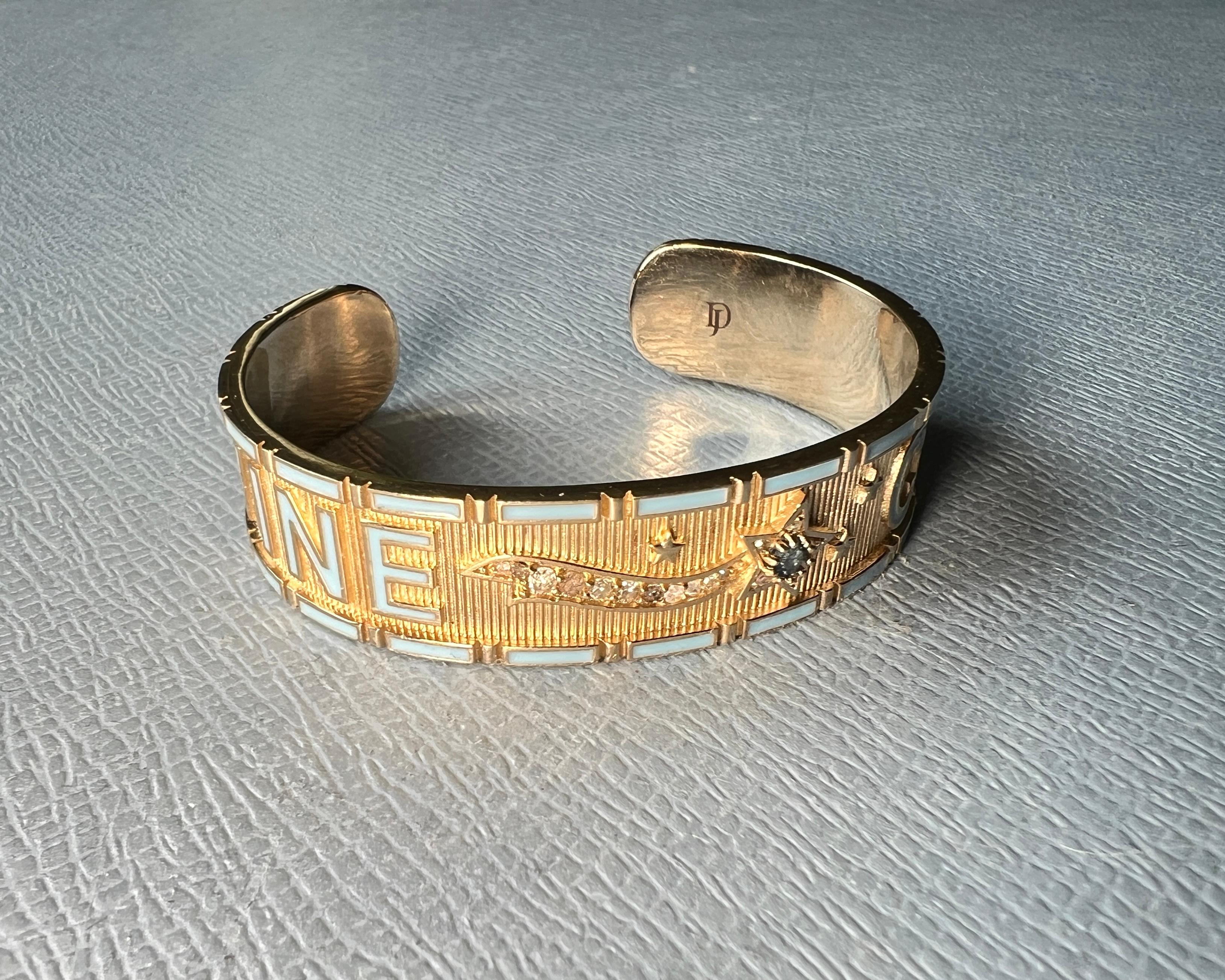 Zafiro Azul Diamante Estrella Brazalete Esmalte Divino Niño en venta 2