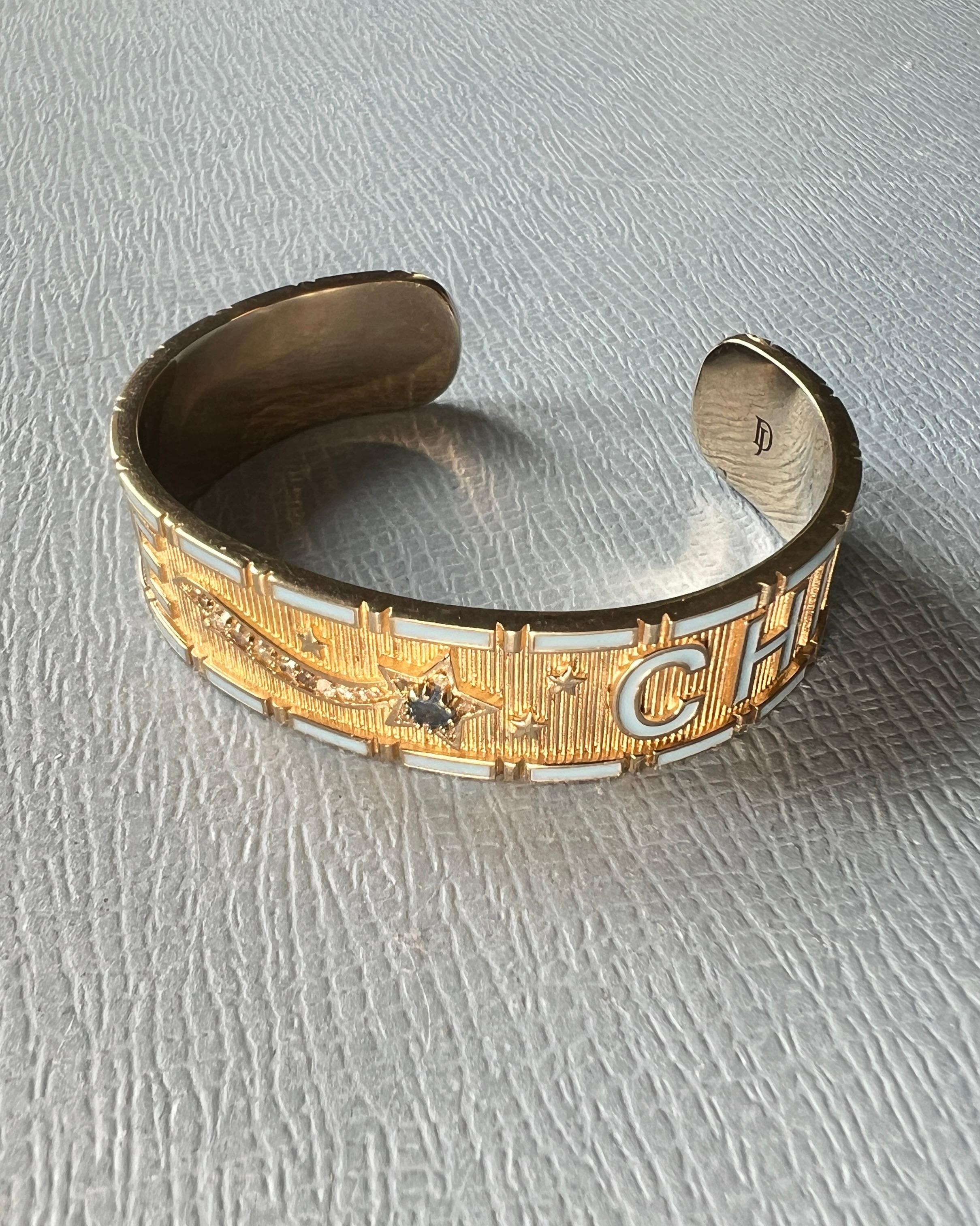Zafiro Azul Diamante Estrella Brazalete Esmalte Divino Niño en venta 7