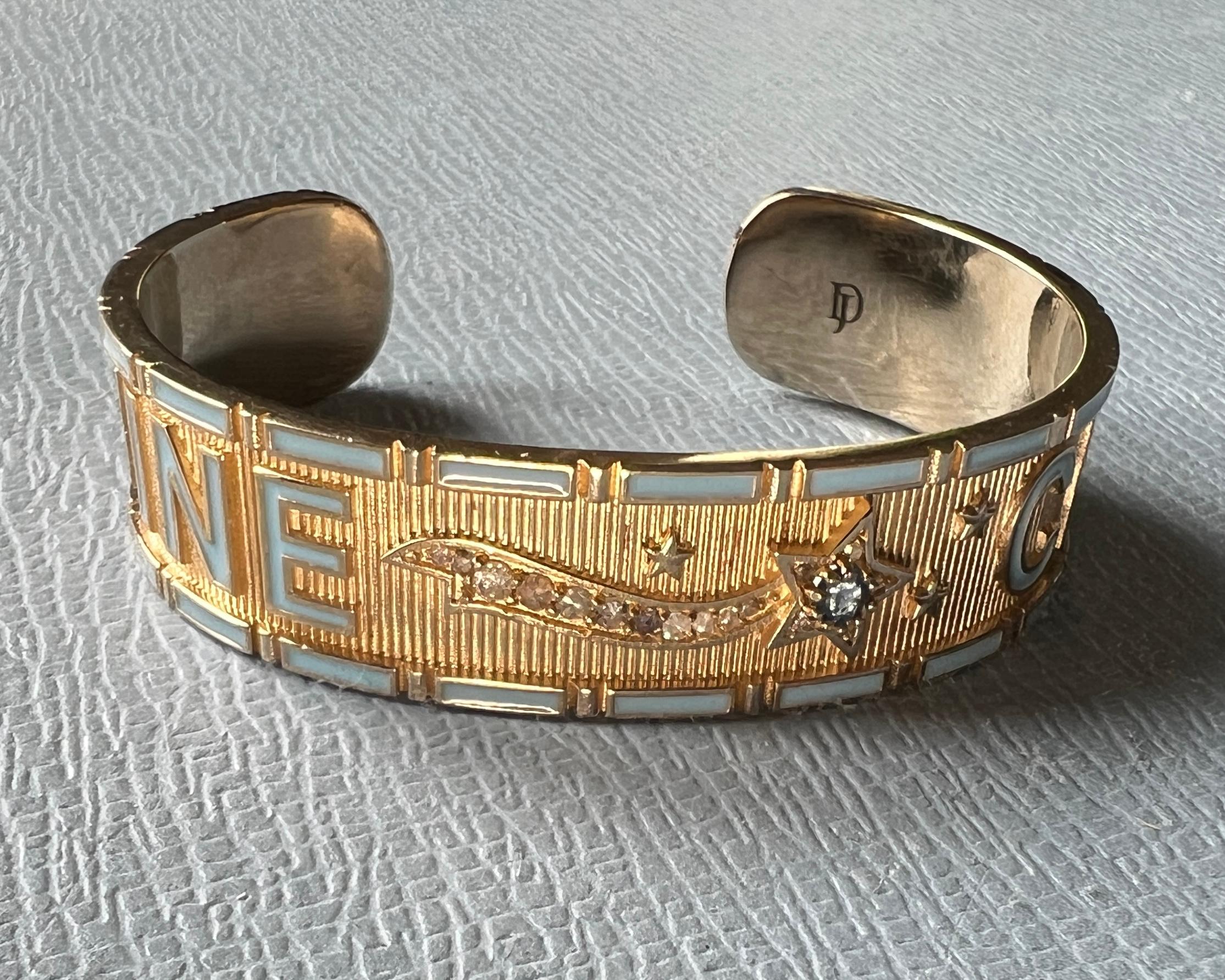 Zafiro Azul Diamante Estrella Brazalete Esmalte Divino Niño en venta 10
