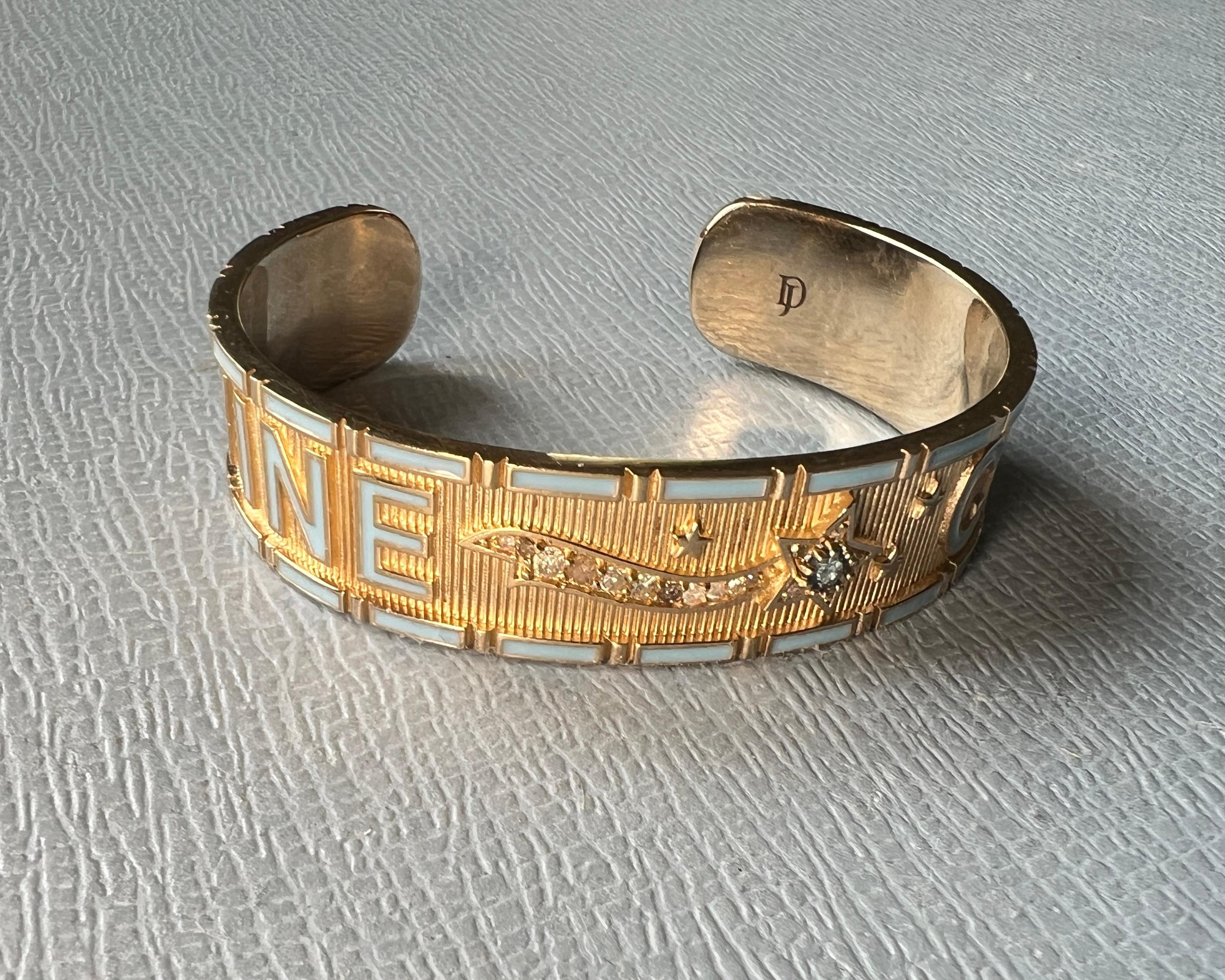 Zafiro Azul Diamante Estrella Brazalete Esmalte Divino Niño en venta 9