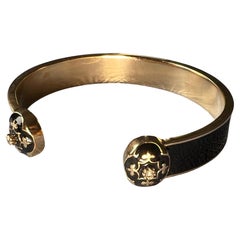 Diamond Fleur de Lis Black Enamel Cuff Bracelet Infinite