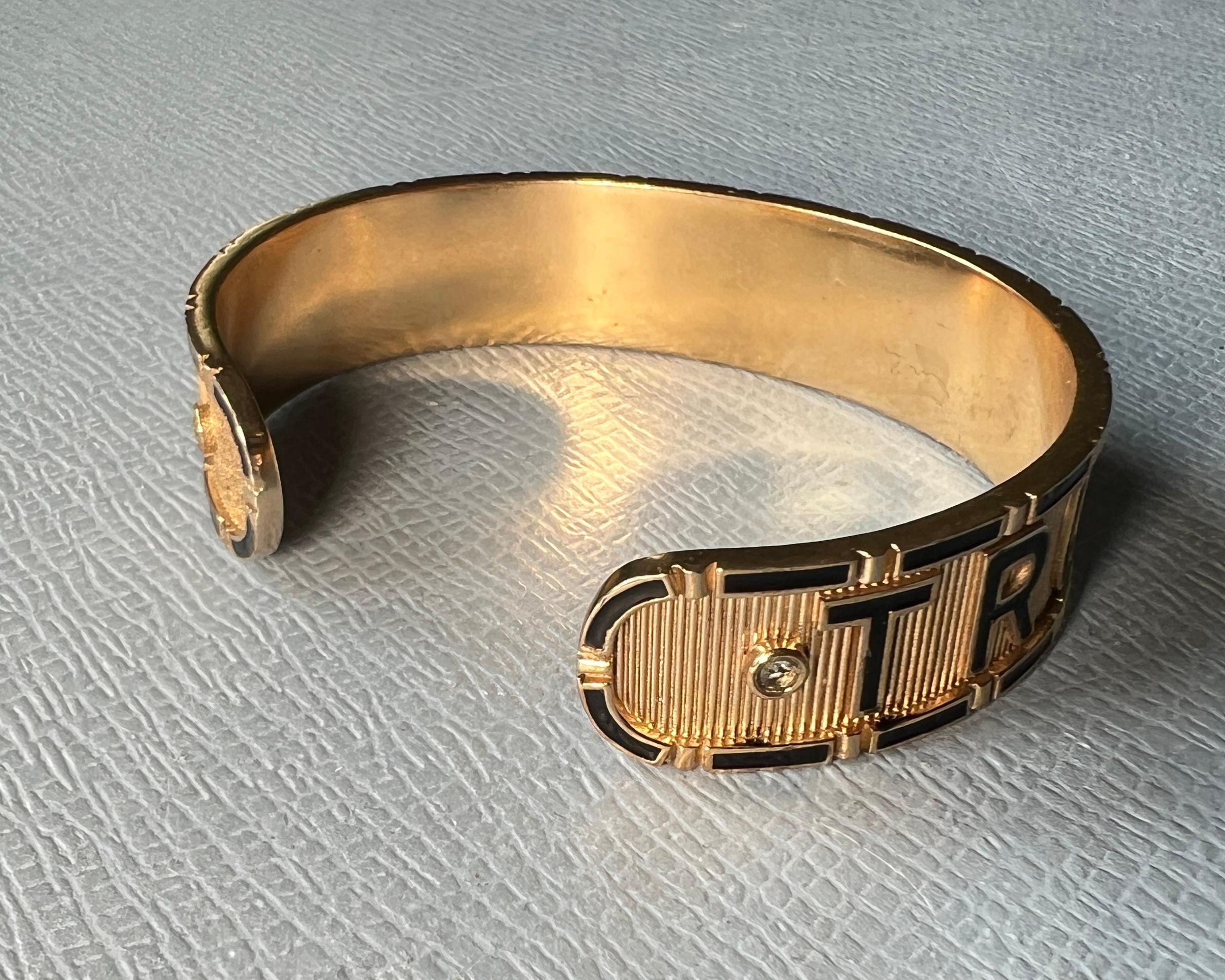 Diamante Verità Fede Cuore Bracciale Smalto Nero in vendita 1