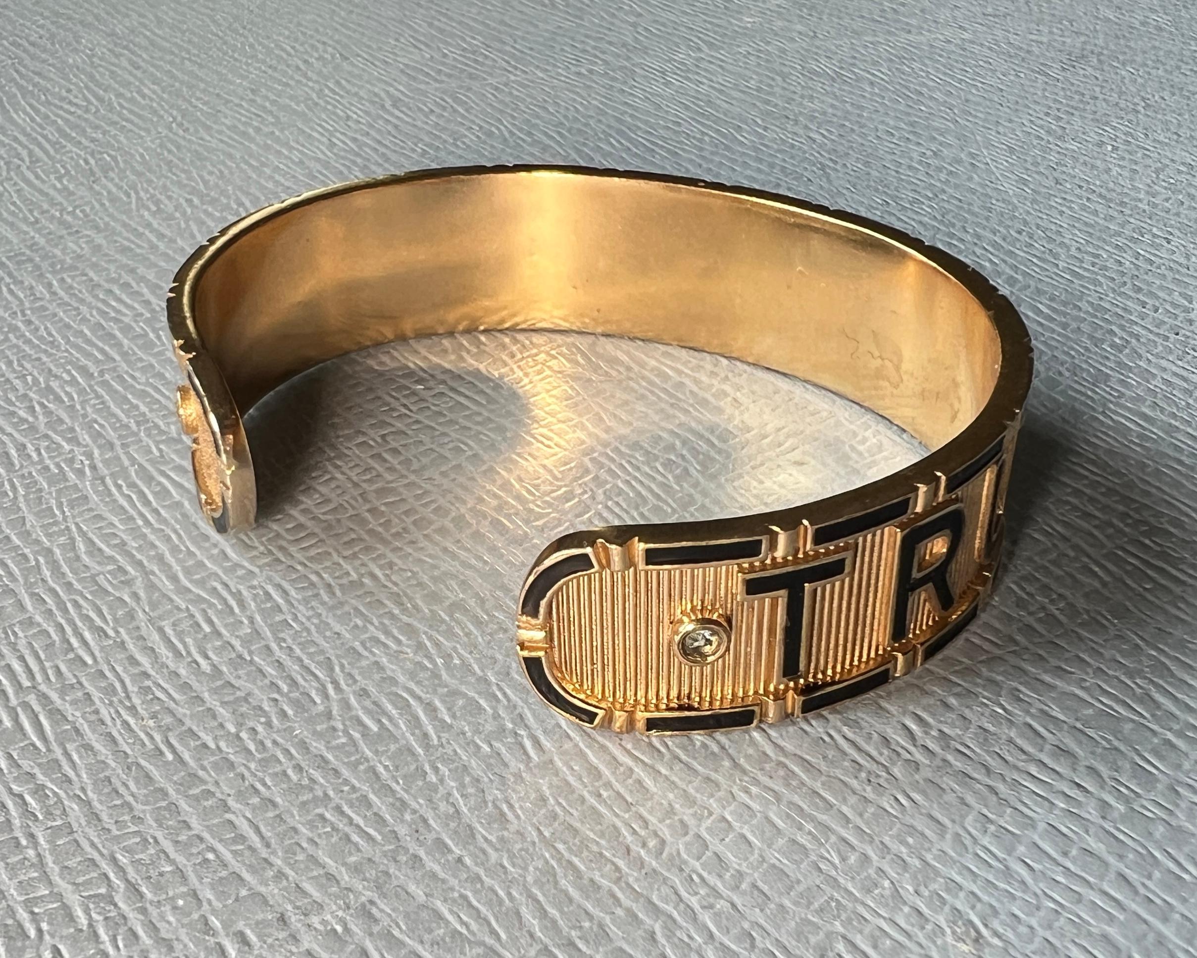 Diamante Verità Fede Cuore Bracciale Smalto Nero in vendita 2