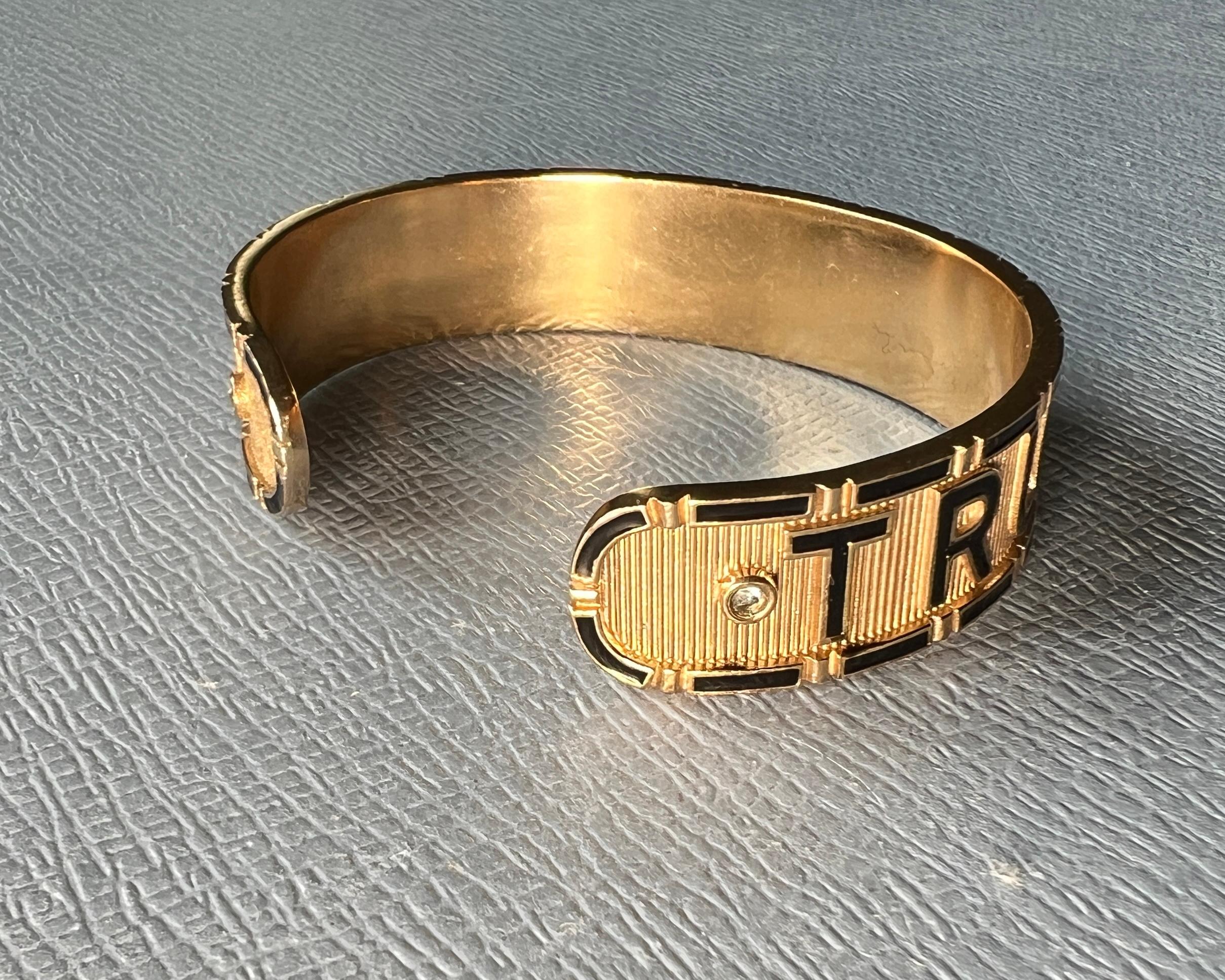 Donna Diamante Verità Fede Cuore Bracciale Smalto Nero in vendita