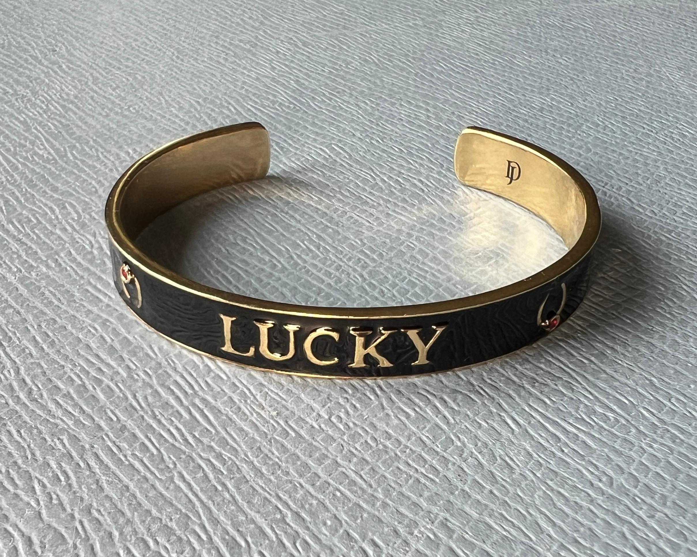 Victorian Ruby Lucky Horseshoe Cuff Bracelet Black Enamel For Sale
