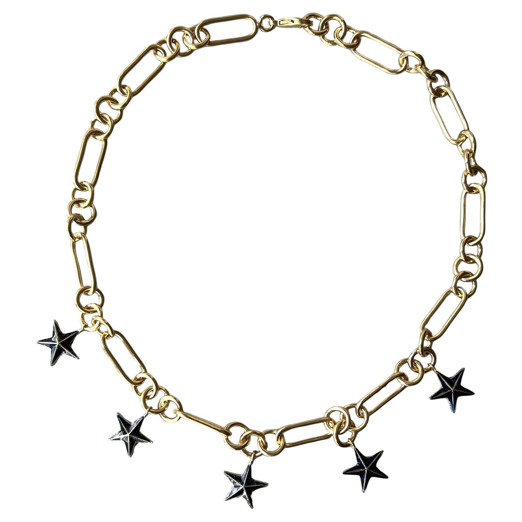 Girocollo Stella Celeste Smalto Nero Catena placcata oro