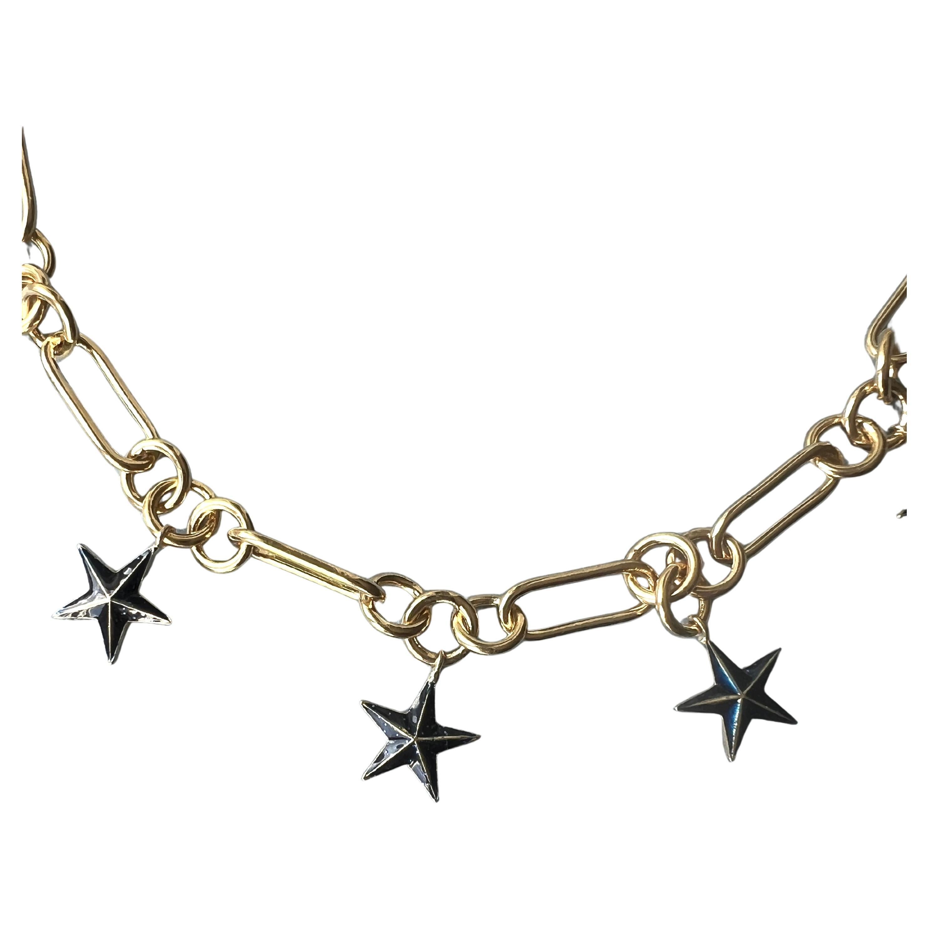 Contemporaneo Girocollo Stella Celeste Smalto Nero Catena placcata oro in vendita