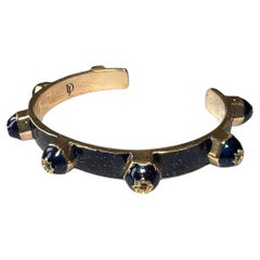 Clou de manchette en émail bleu nuit avec diamant noir