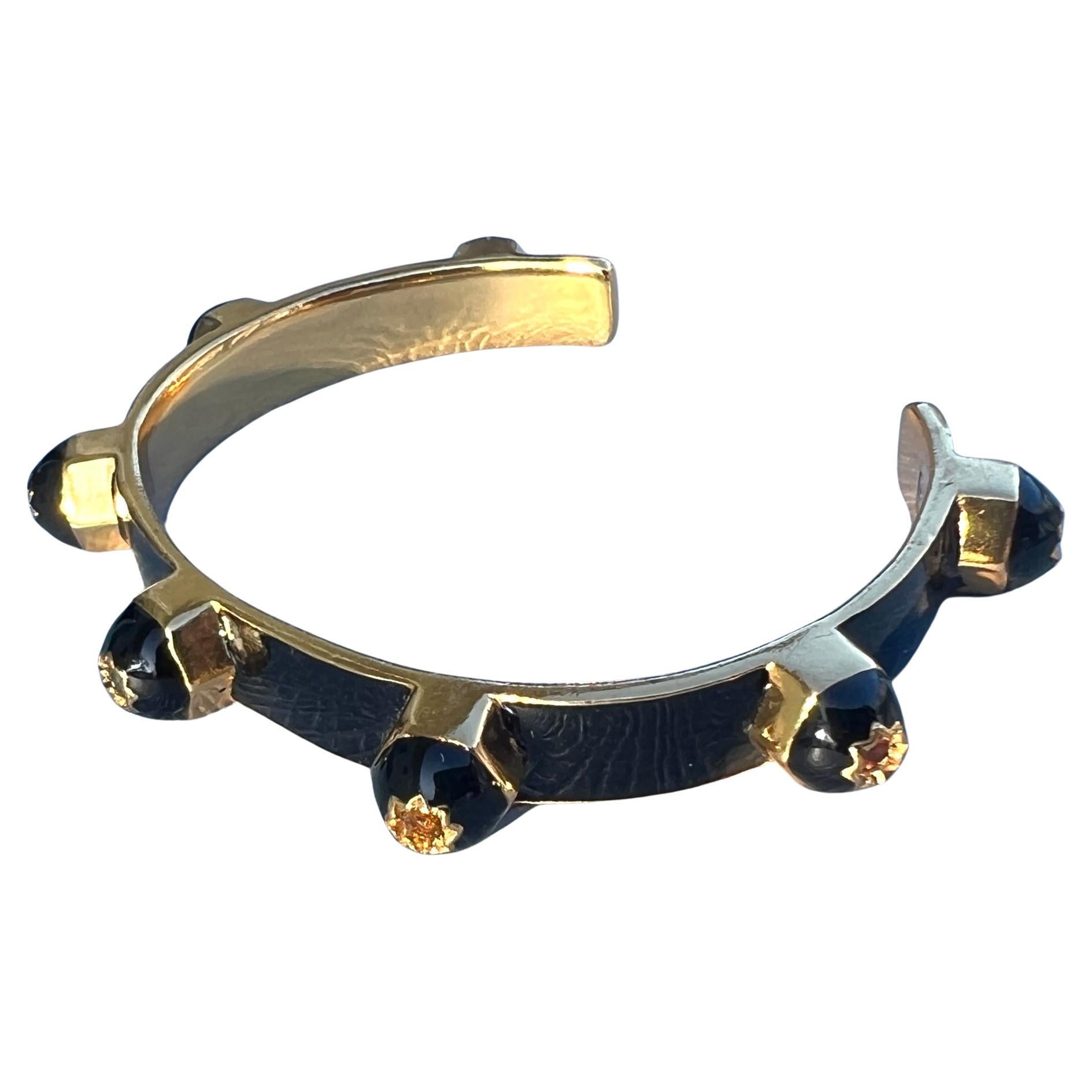 Black Enamel Cuff Bracelet  Studs Chakra For Sale