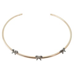 Diamond Bow Neck Collar Necklace Choker Gold Plated J Dauphin