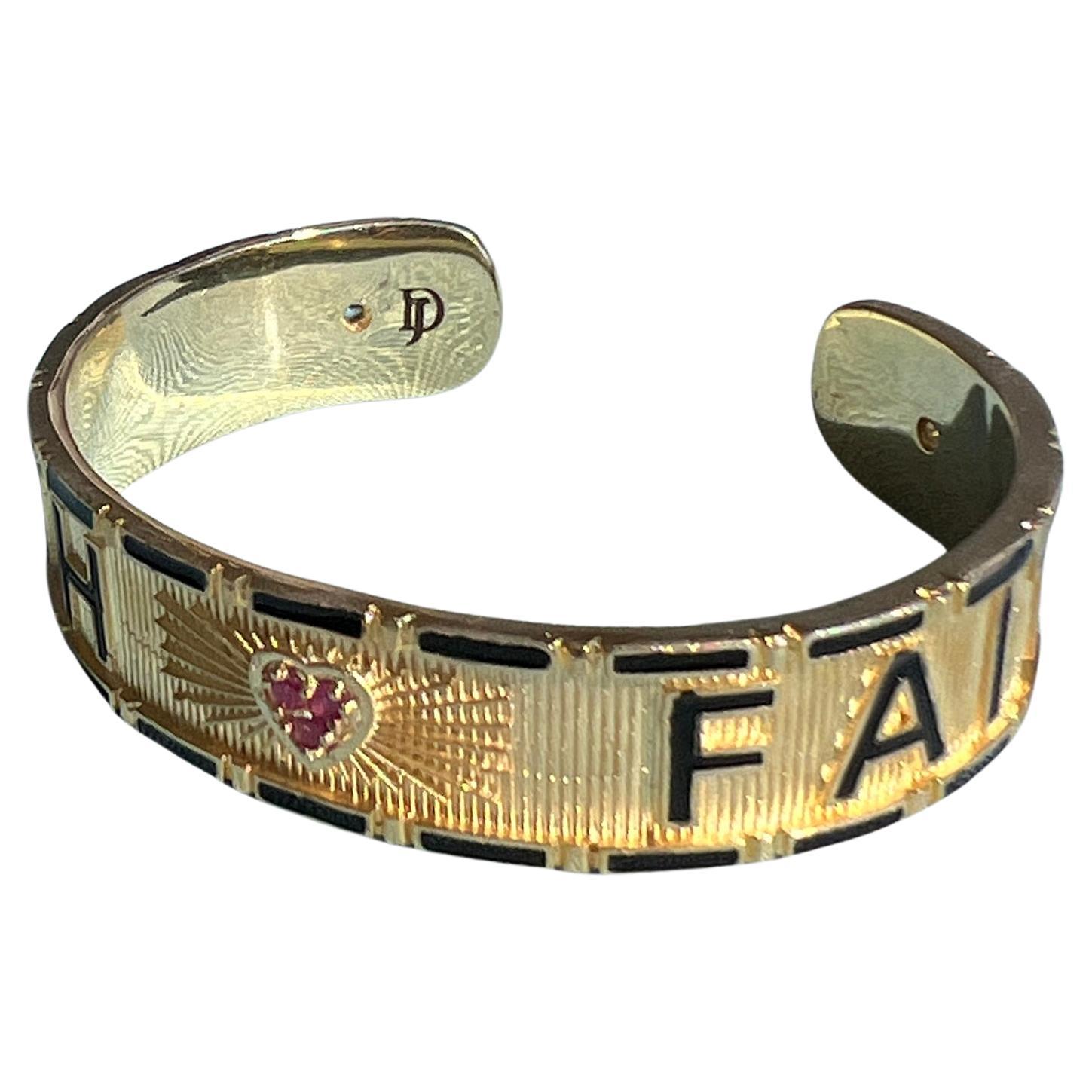 Vittoriano Bracciale Cuore Smalto Rubino Verità Fede in vendita