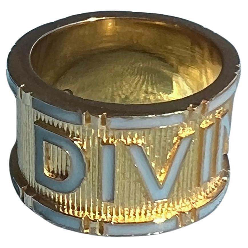 Light Blue Enamel Ring Divine Gold Plated J Dauphin For Sale