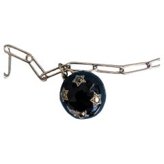 Diamond Sphere Necklace Black Enamel White Diamond Victorian Style