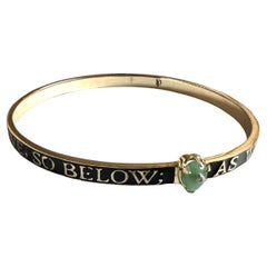 Emerald Bangle Bracelet Black Enamel Victorian Style Diamond