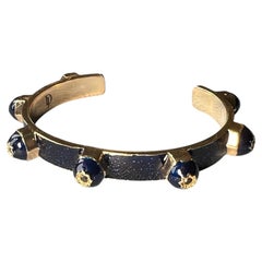 Black Enamel Diamond Star Stud Cuff Bracelet – 14k Gold Plated by J DAUPHIN