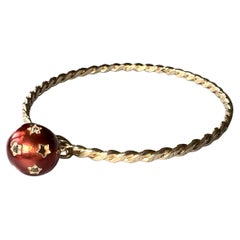 Star Charm Bangle Bracelet Red Enamel