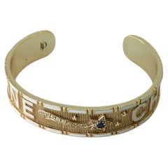 Star Cuff Bracelet White Enamel Blue Sapphire Diamond Divine Child