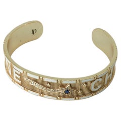 Star Cuff Bracelet White Enamel Blue Sapphire Diamond Divine Child