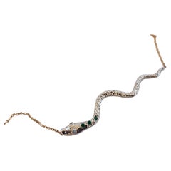 Serpent Choker Necklace Emerald Aquamarine Silver Gold Plated J Dauphin