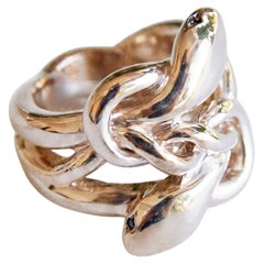Black Diamond Snake Ring Victorian Style Gold Plated Silver